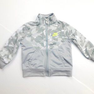 Nike Boys 12M Gray White Camo Print  Yellow Track Jacket